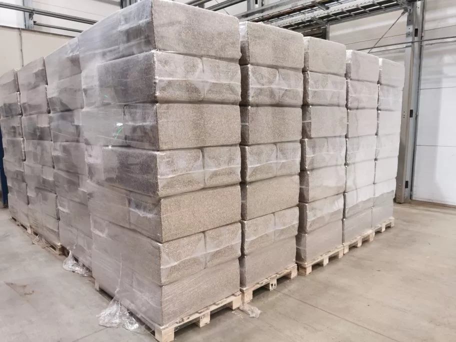 Multiple pallets of LinoBed flax bedding ready for shipment